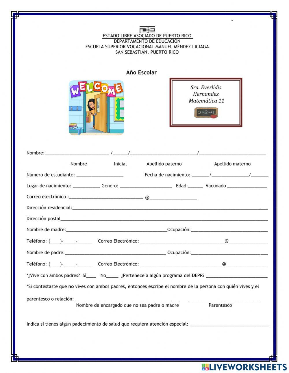 Información del estudiante