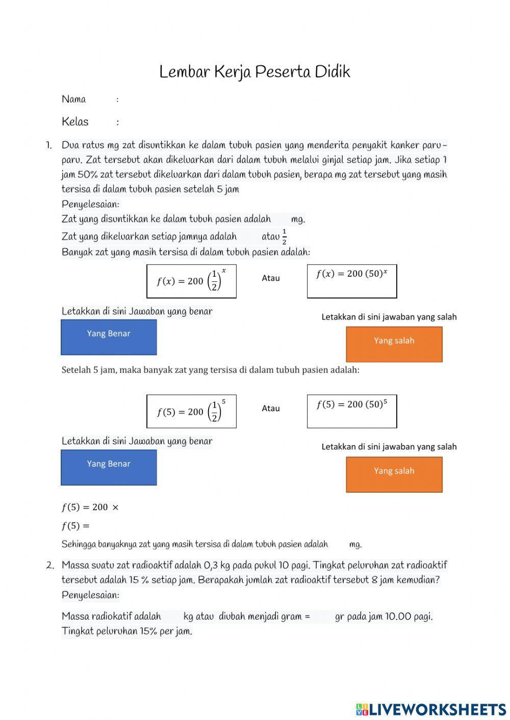 Soal Cerita Fungsi Eksponen