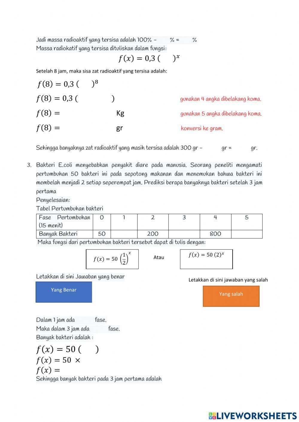Soal Cerita Fungsi Eksponen