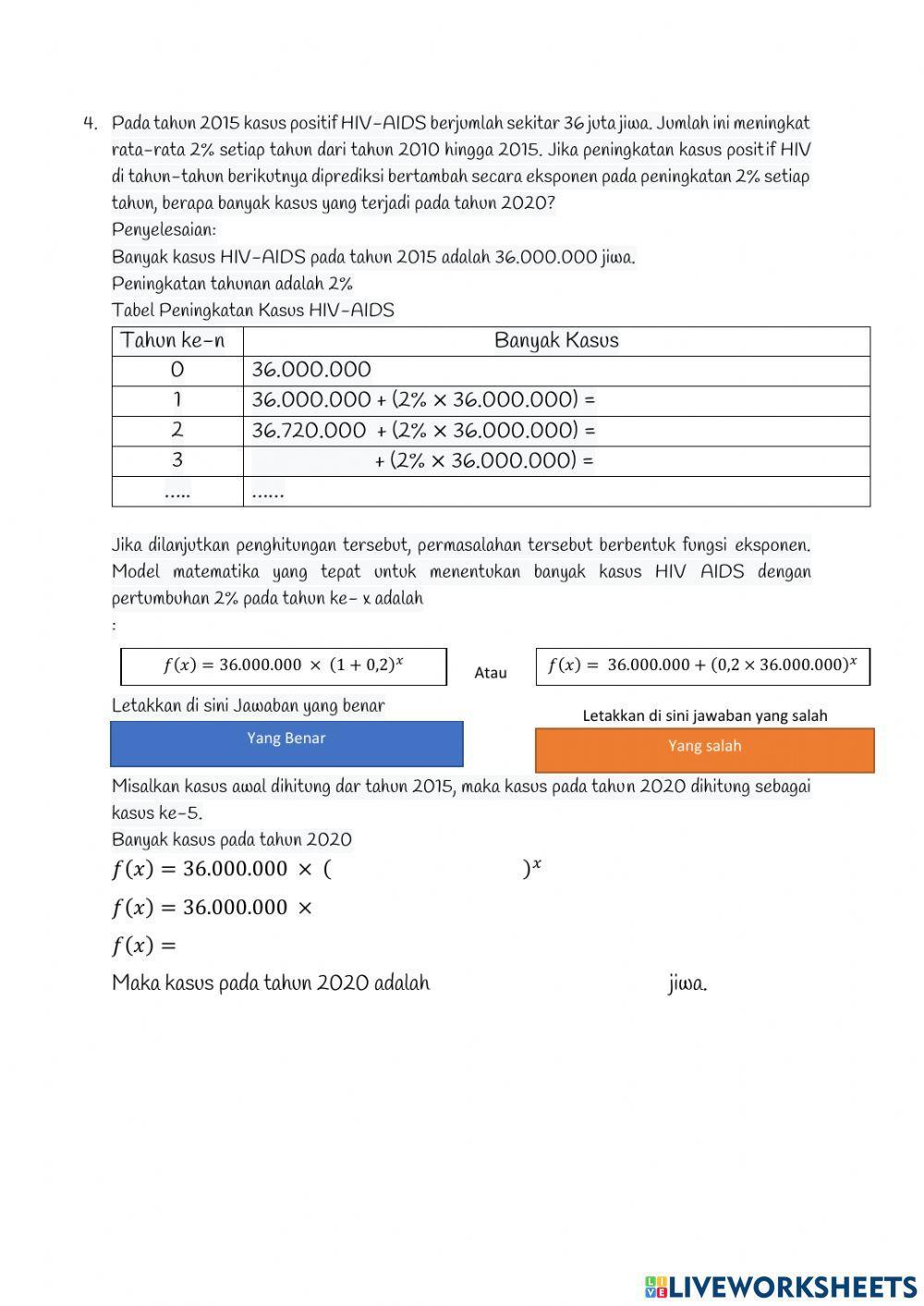 Soal Cerita Fungsi Eksponen