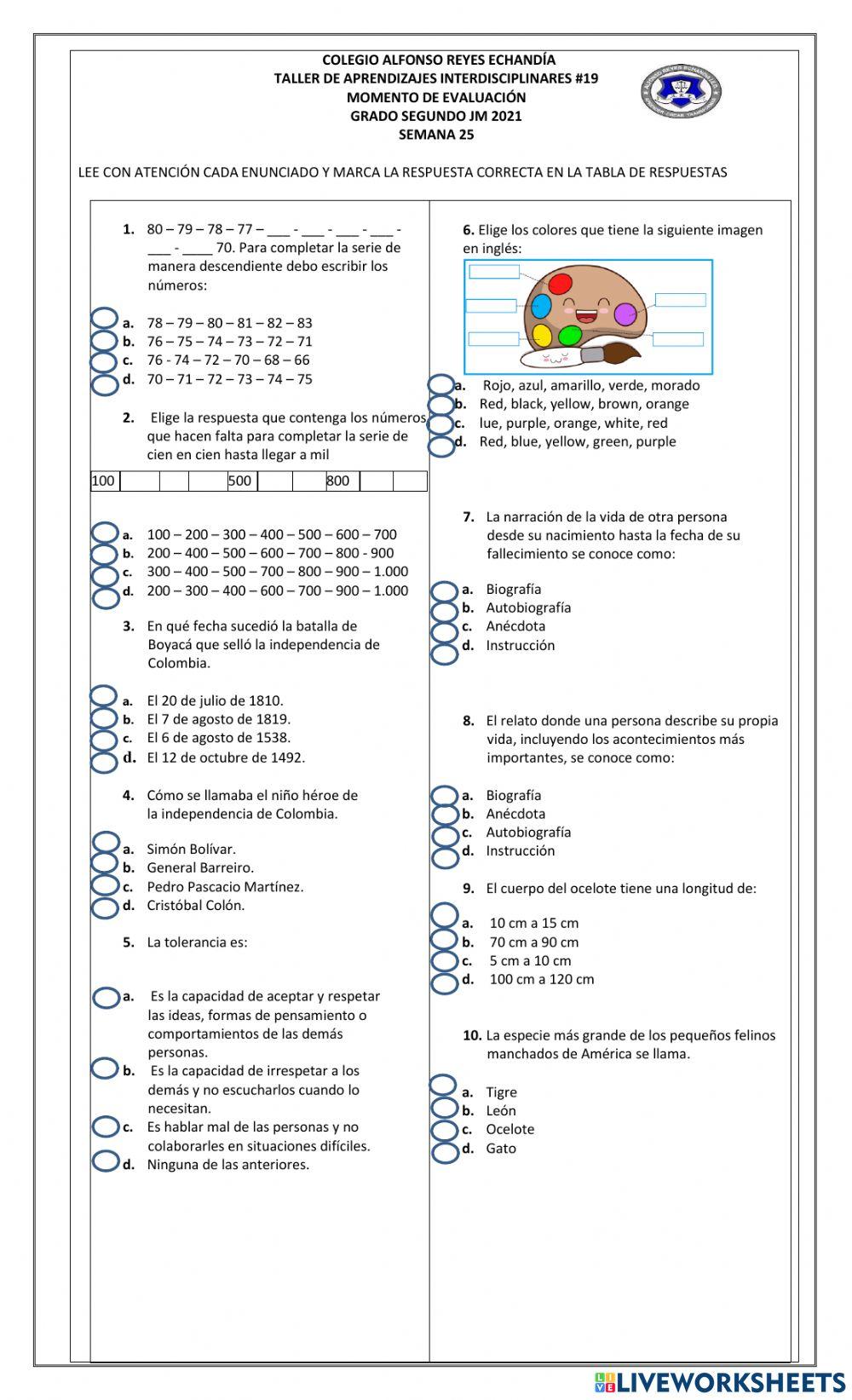 Evaluación de aprendizajes 19