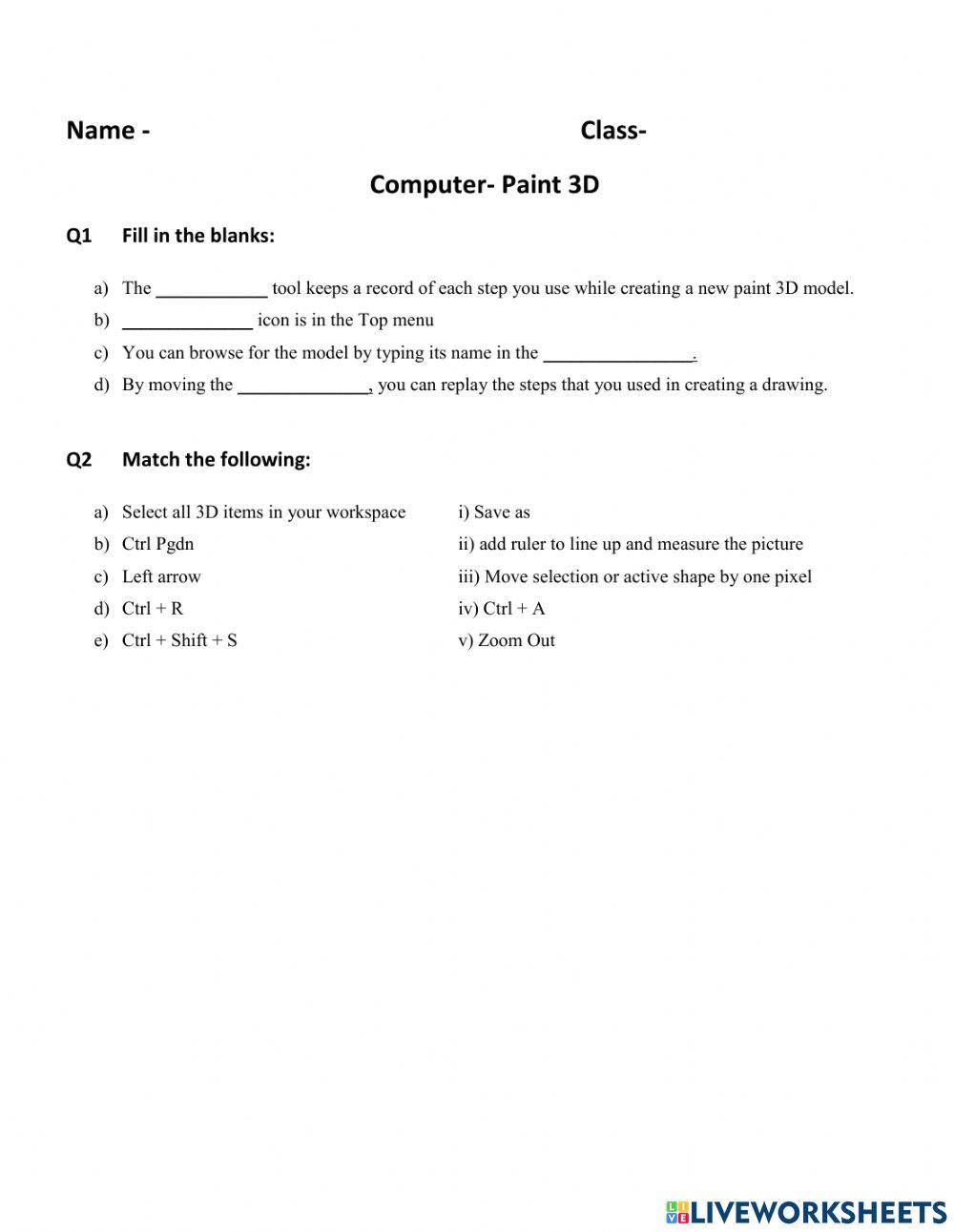 Paint 3d 2744 kirann live worksheets