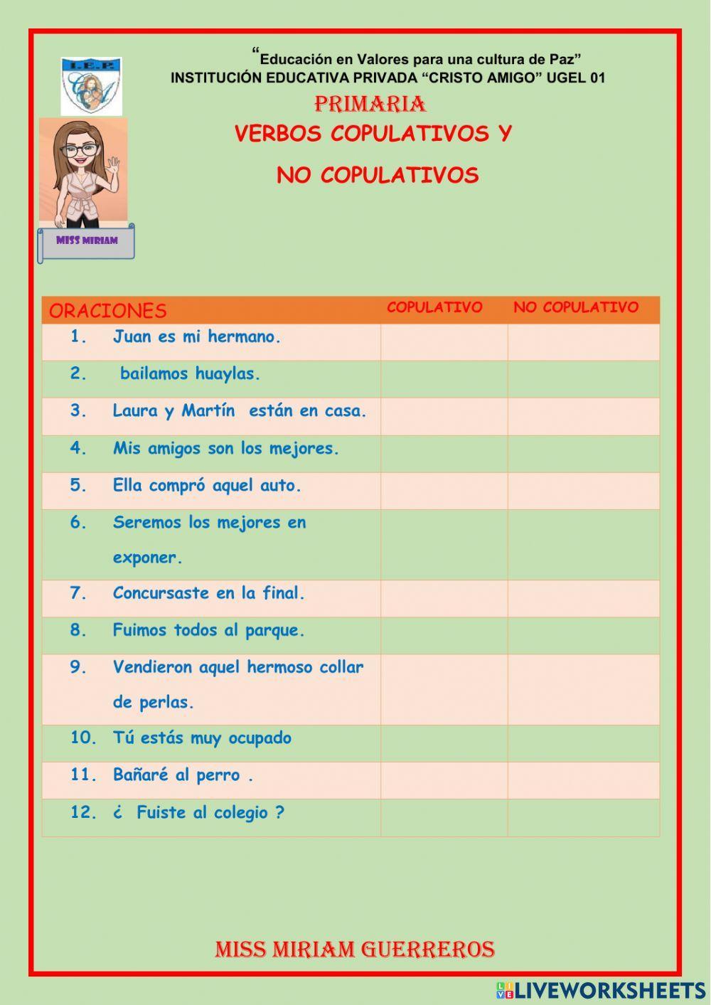 Verbo copulativo y no copulativo
