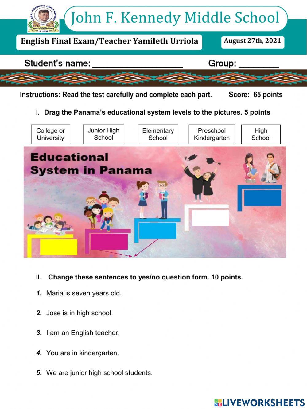 Final exam-jfk middle school