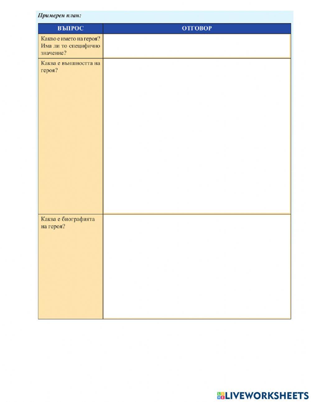 Литература - ХАРАКТЕРИСТИКА НА ГЕРОЙ