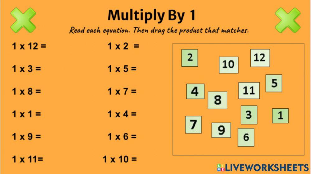 Multiply by 1 activity Live Worksheets