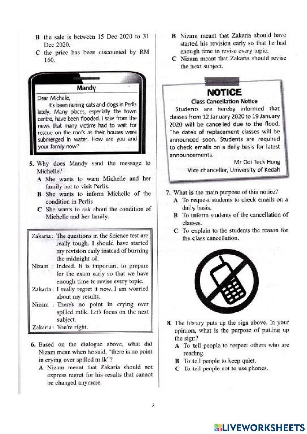 Mid semester 2 form 1