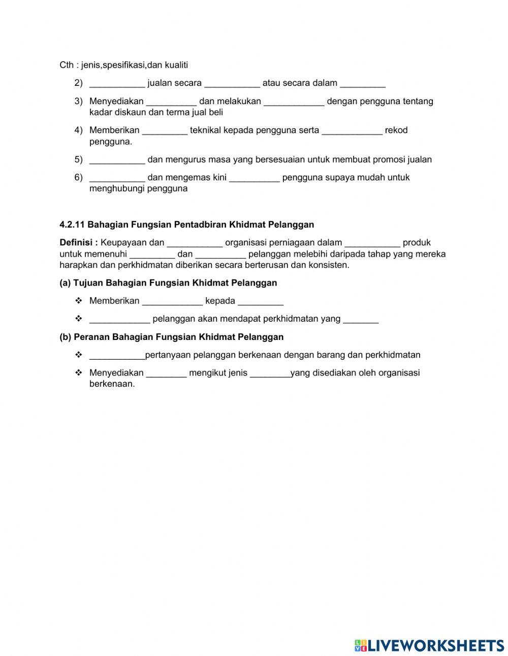Peniagaan Tingkatan 4 : 4.2 Tujuan Setiap Bahagian Setiap Fungsian