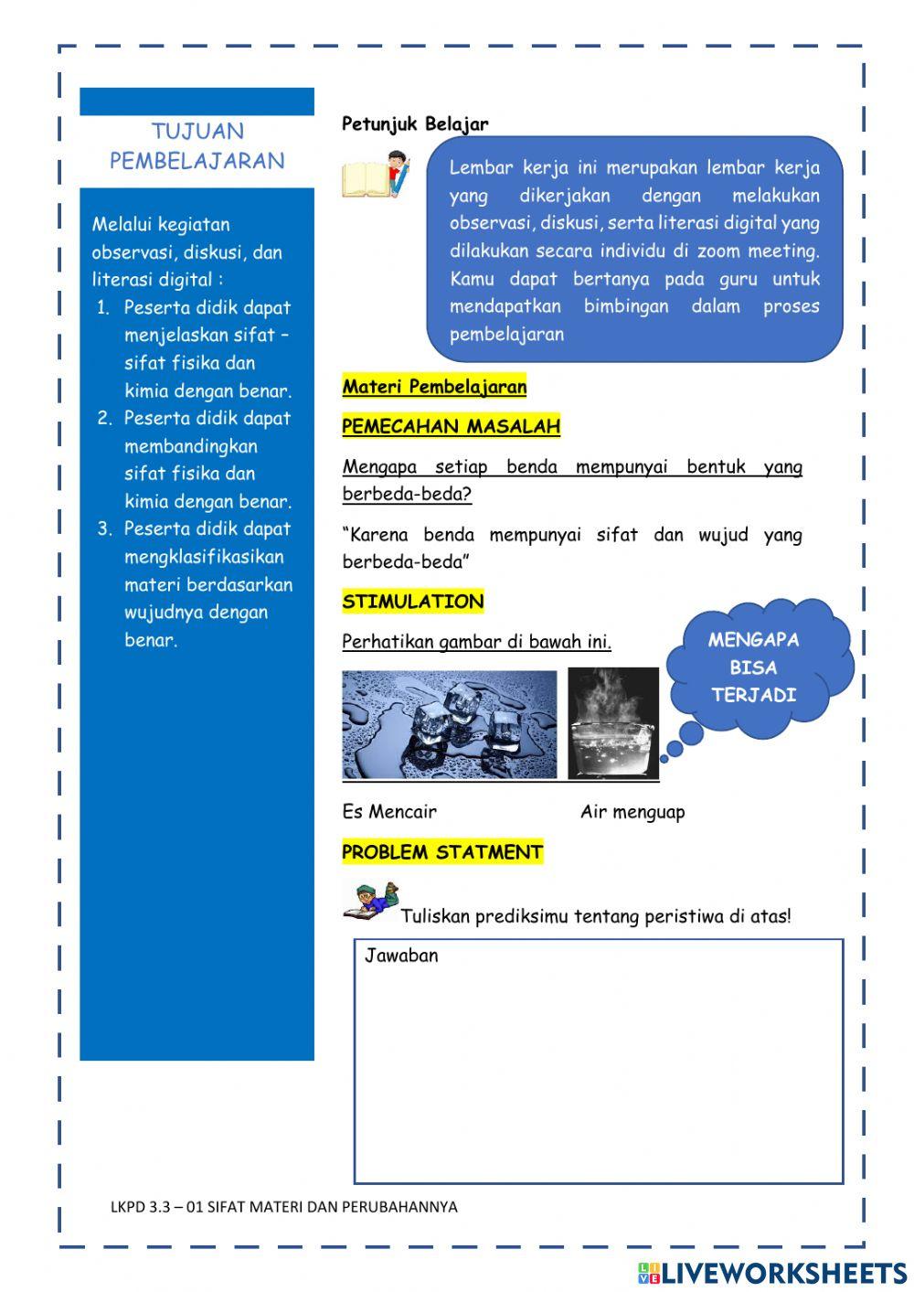 Lkpd 3.3 - 01 sifat zat dan wujud