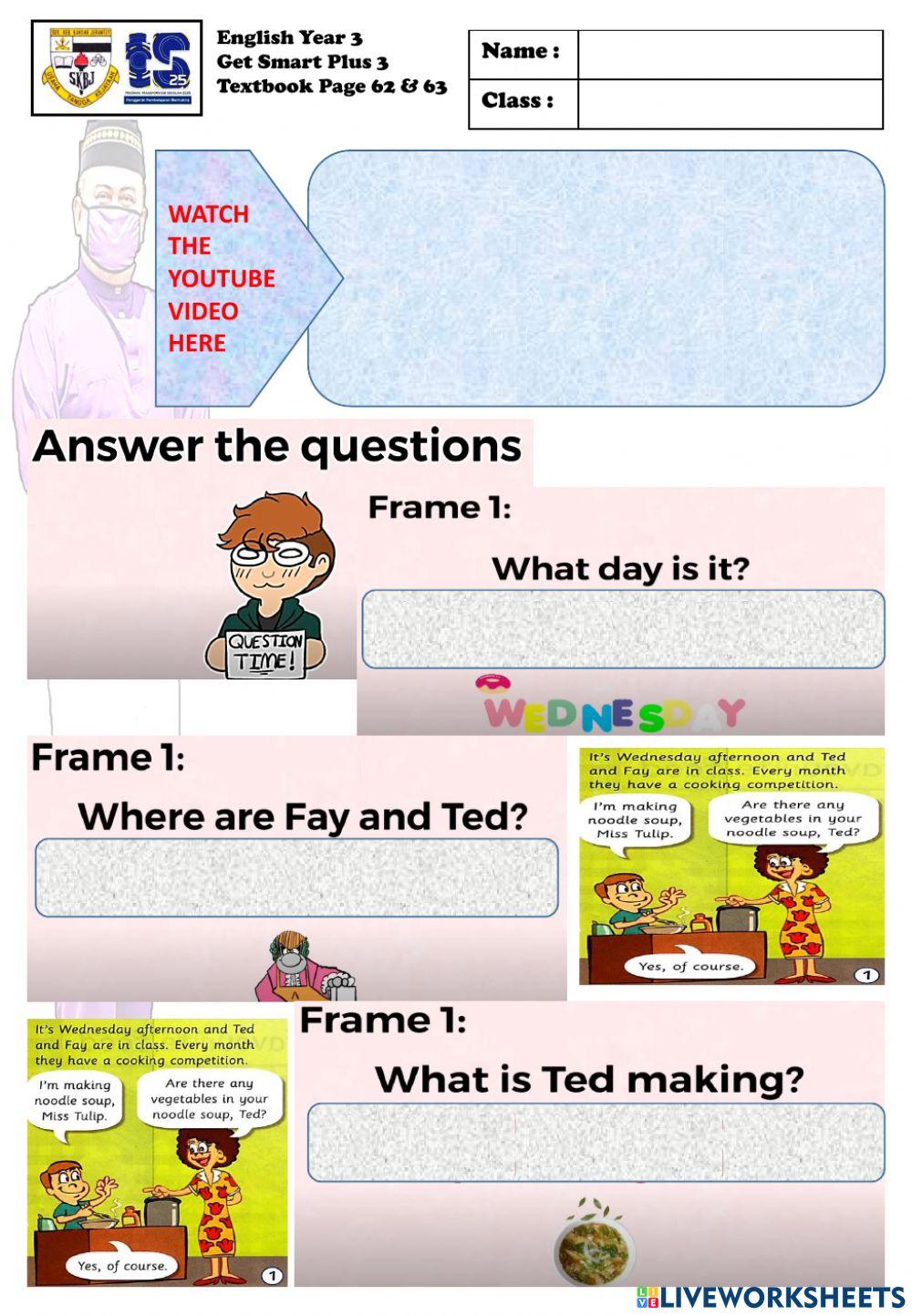 Live worksheet get smart plus 3 textbook page 62 & 63