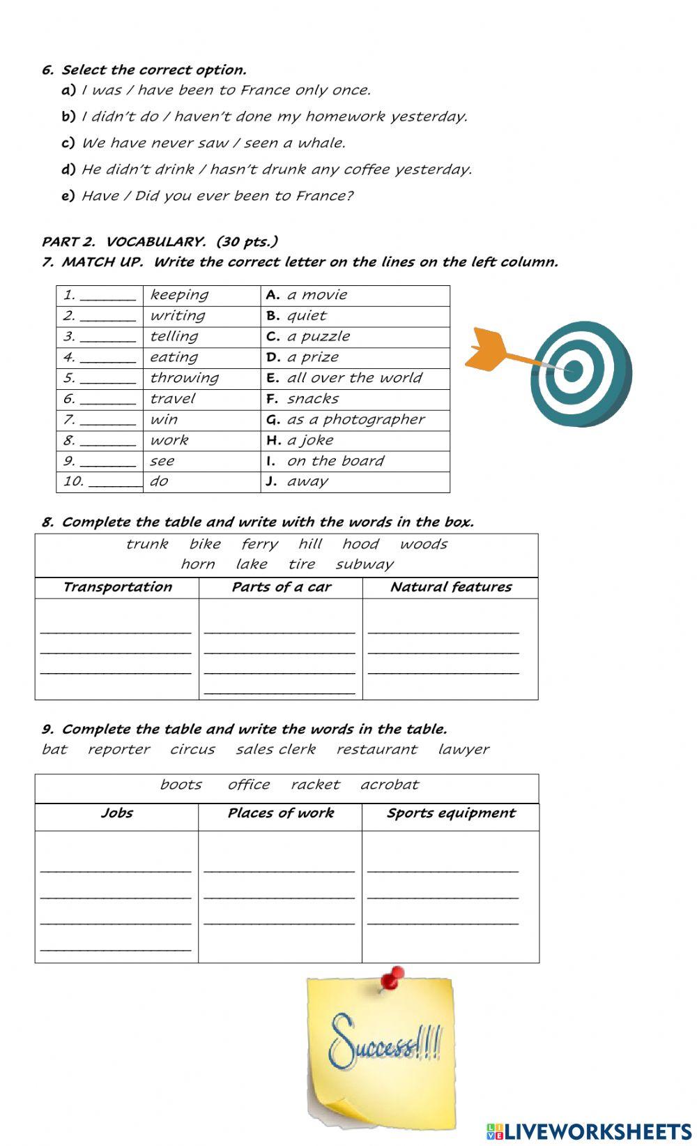 Grade 8th Language Test (2nd Term 2021)