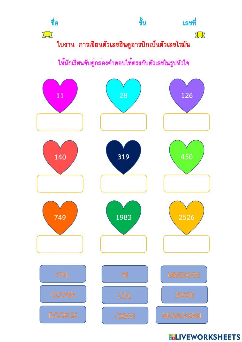 กิจกรรมเขียนตัวเลขโรมัน