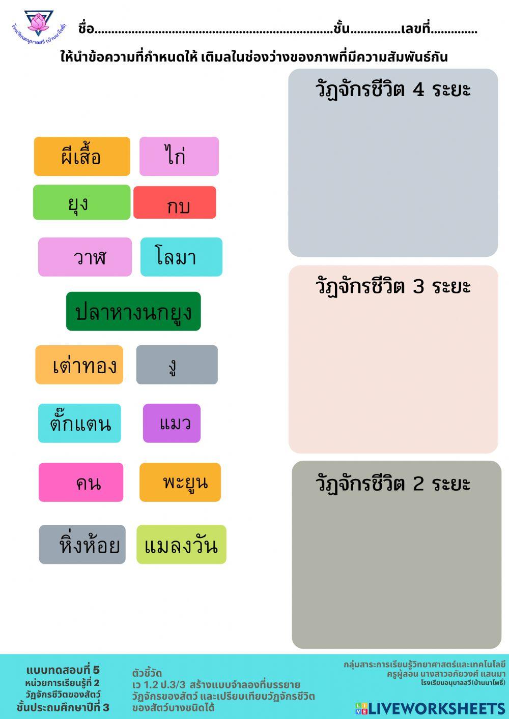 แบบทดสอบ 5 หน้วย 2 ป.3