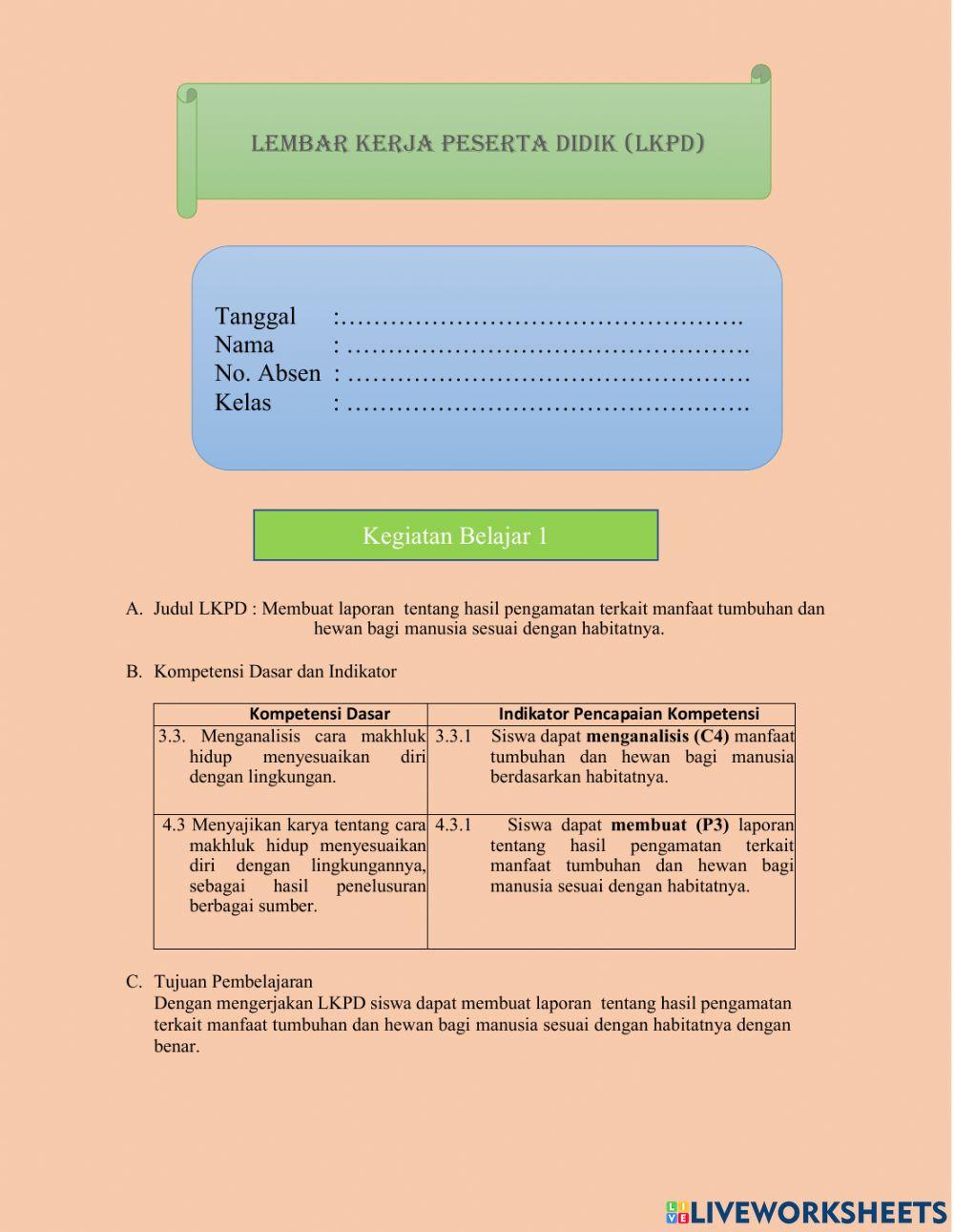 Lkpd tema 2 sub tema 3 pembelajaran 1