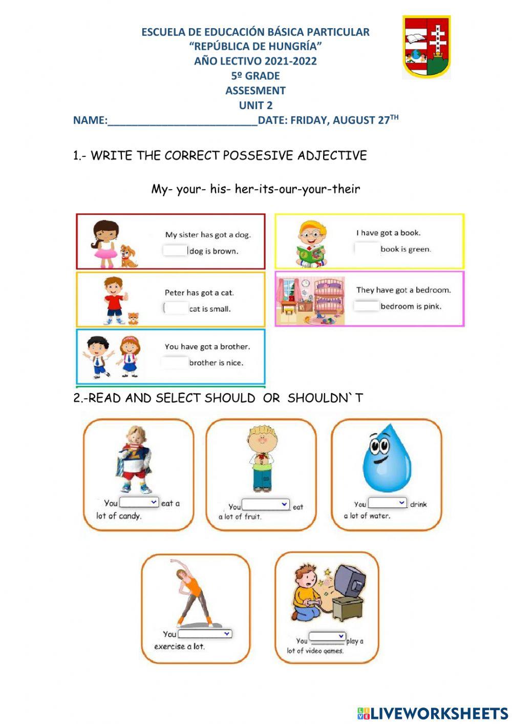 Assesment unit 2 5º grade