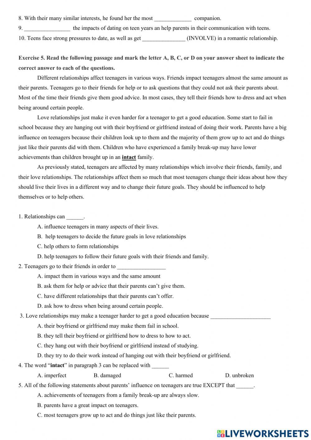 Grade 8 Relationships Lesson