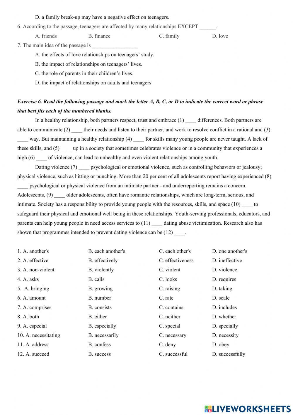 Grade 11 Unit 2 RELATIONSHIP