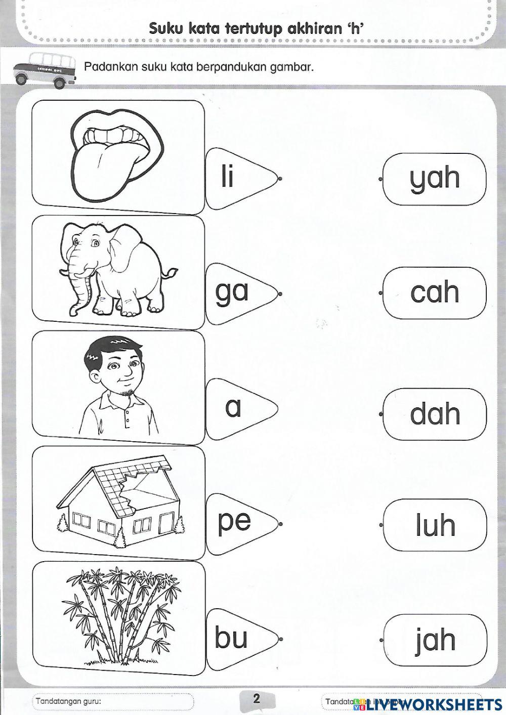 Akhiran H worksheet | Live Worksheets