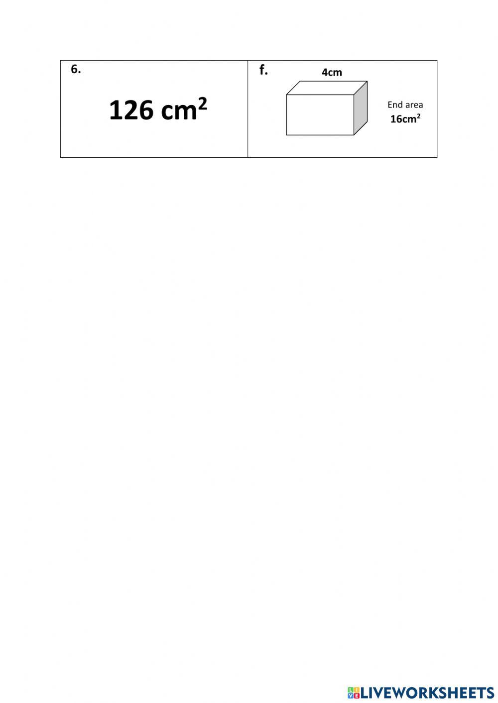 Match Surface Area and Volume of Cuboids WS3