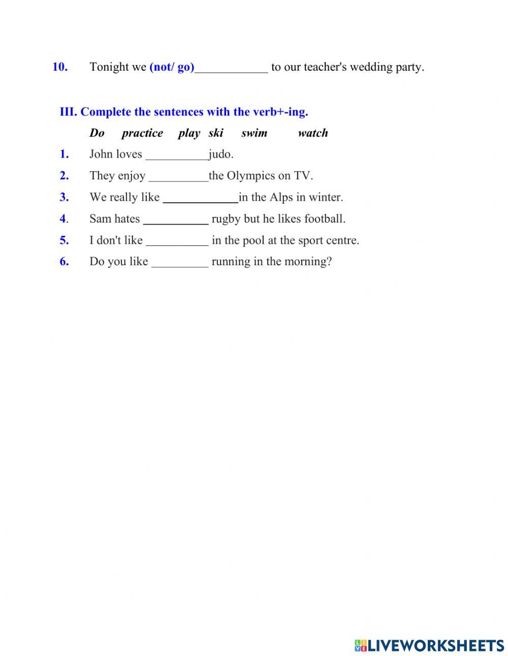 TA 6 VERB FORM Unit 5
