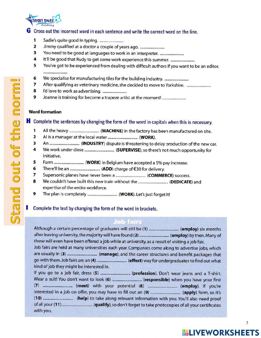 Destination B2 Answer Key Unit 1