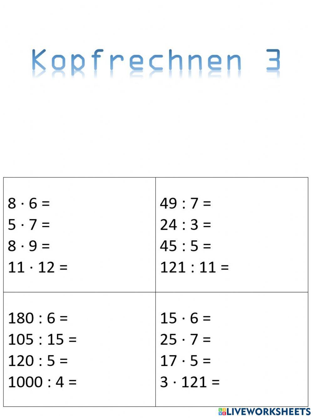 Kopfrechen 3