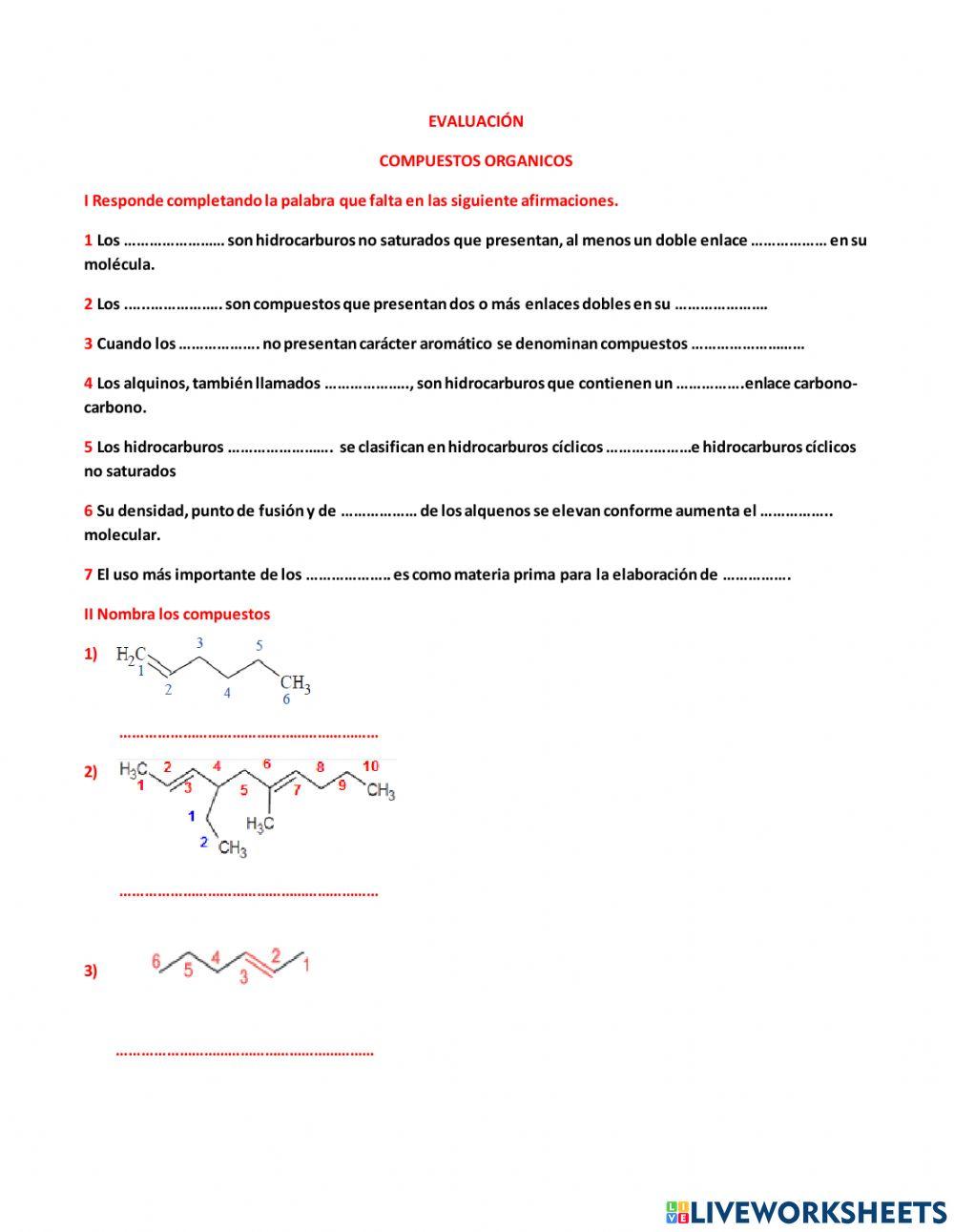 Compuestos orgánicos alquenos y alquinos