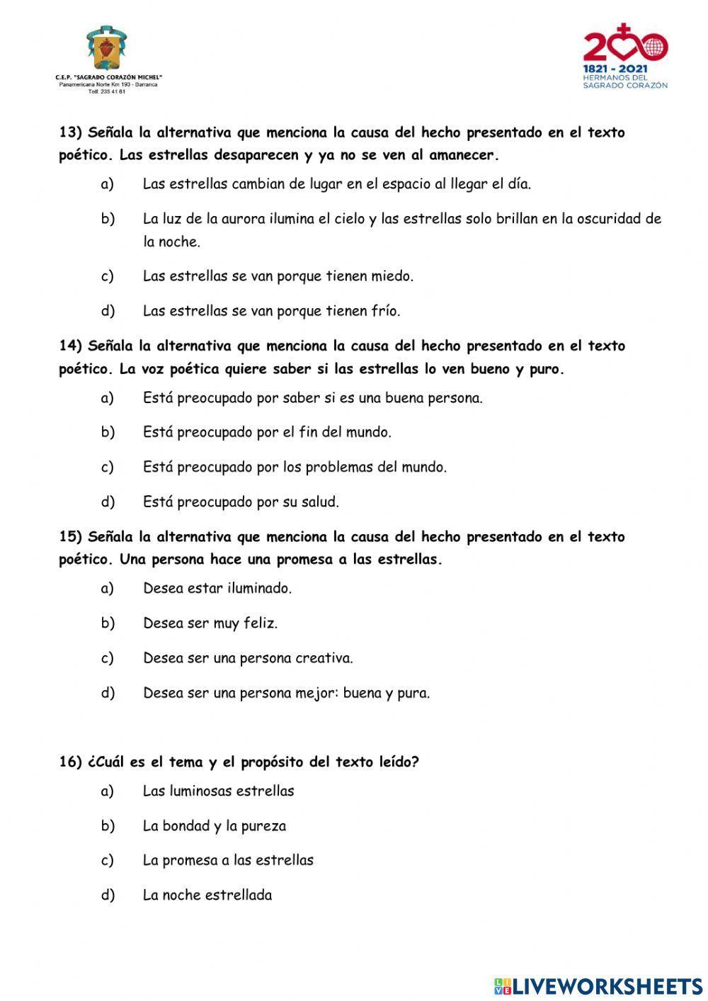 COMPRENSIÓN LECTORA: POEMA 