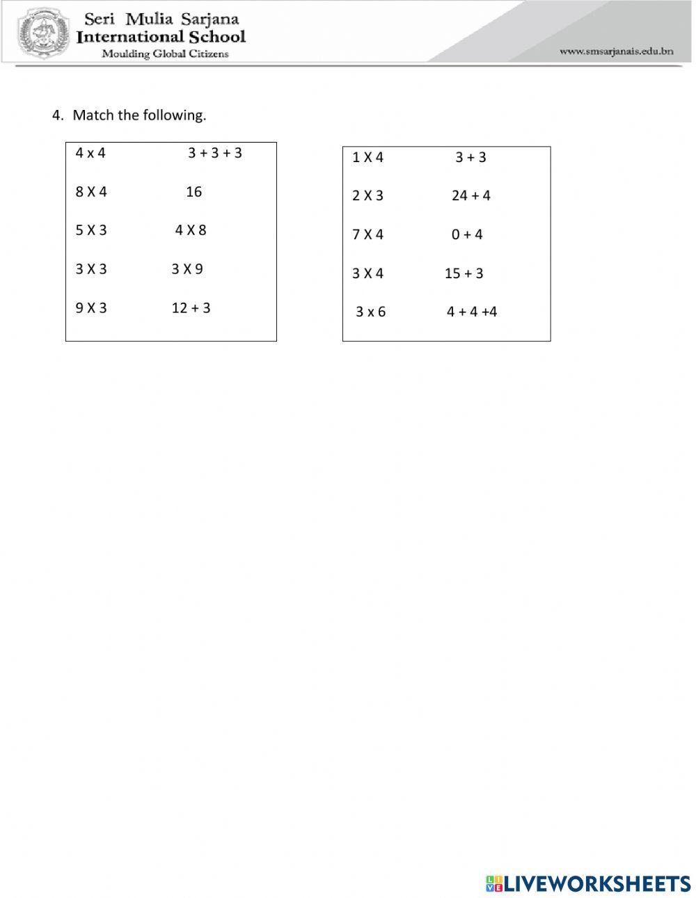 Multiplying by 3 and 4