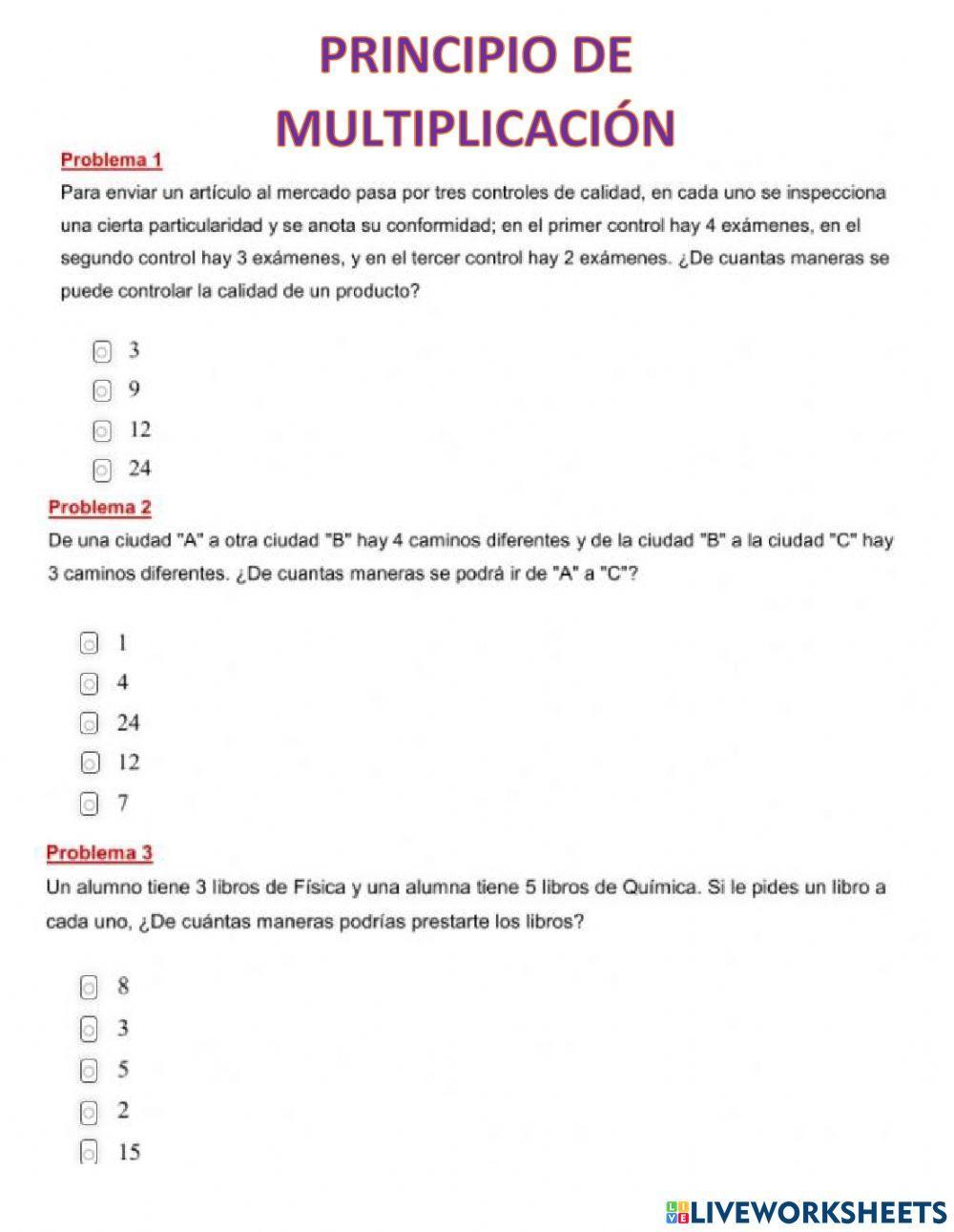 Principio de multiplicación Principio de multiplicación