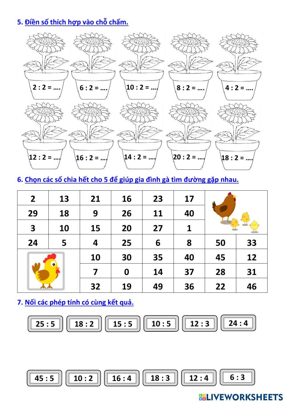 Thử thách 1 - ôn tập bảng nhân và chia  2-5