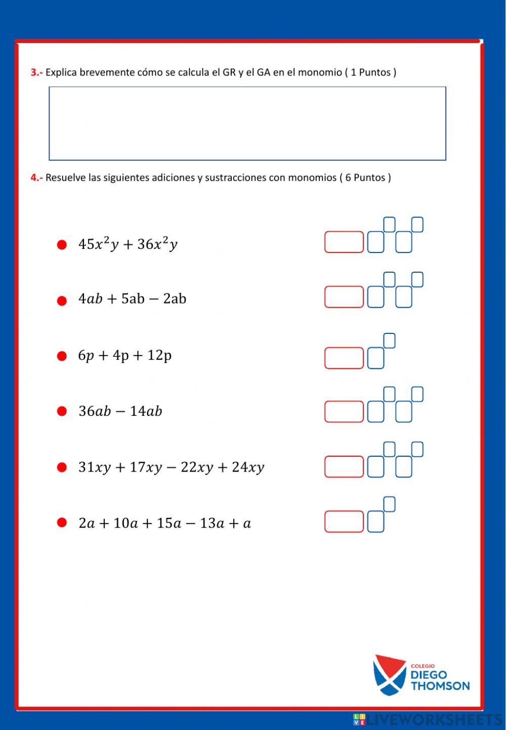 Examen agosto 4to ALGEBRA
