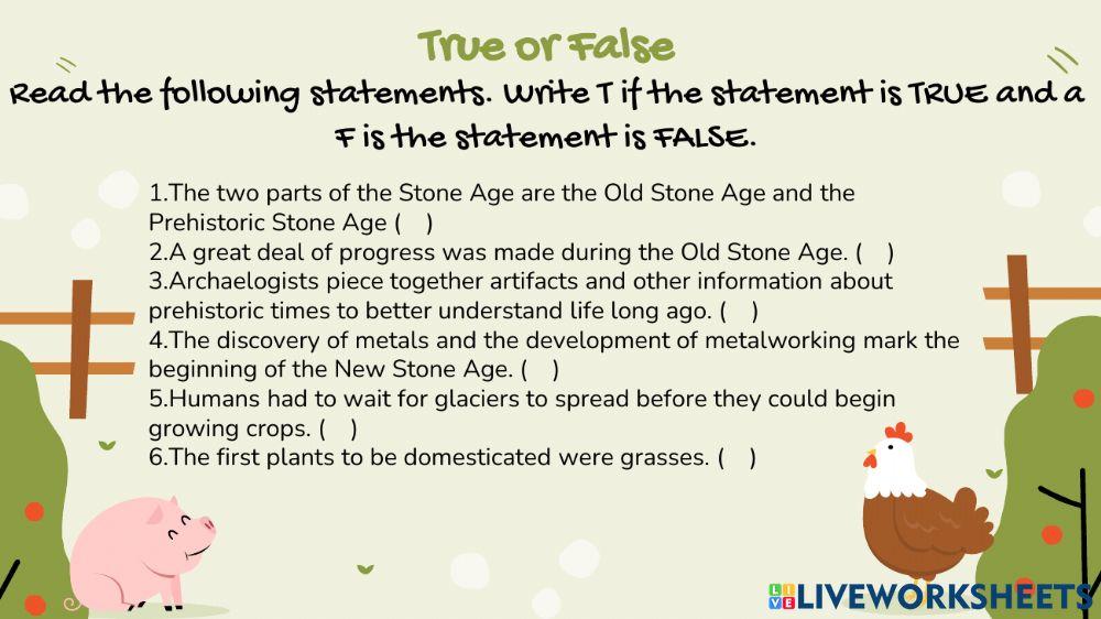 Stone Age True or False