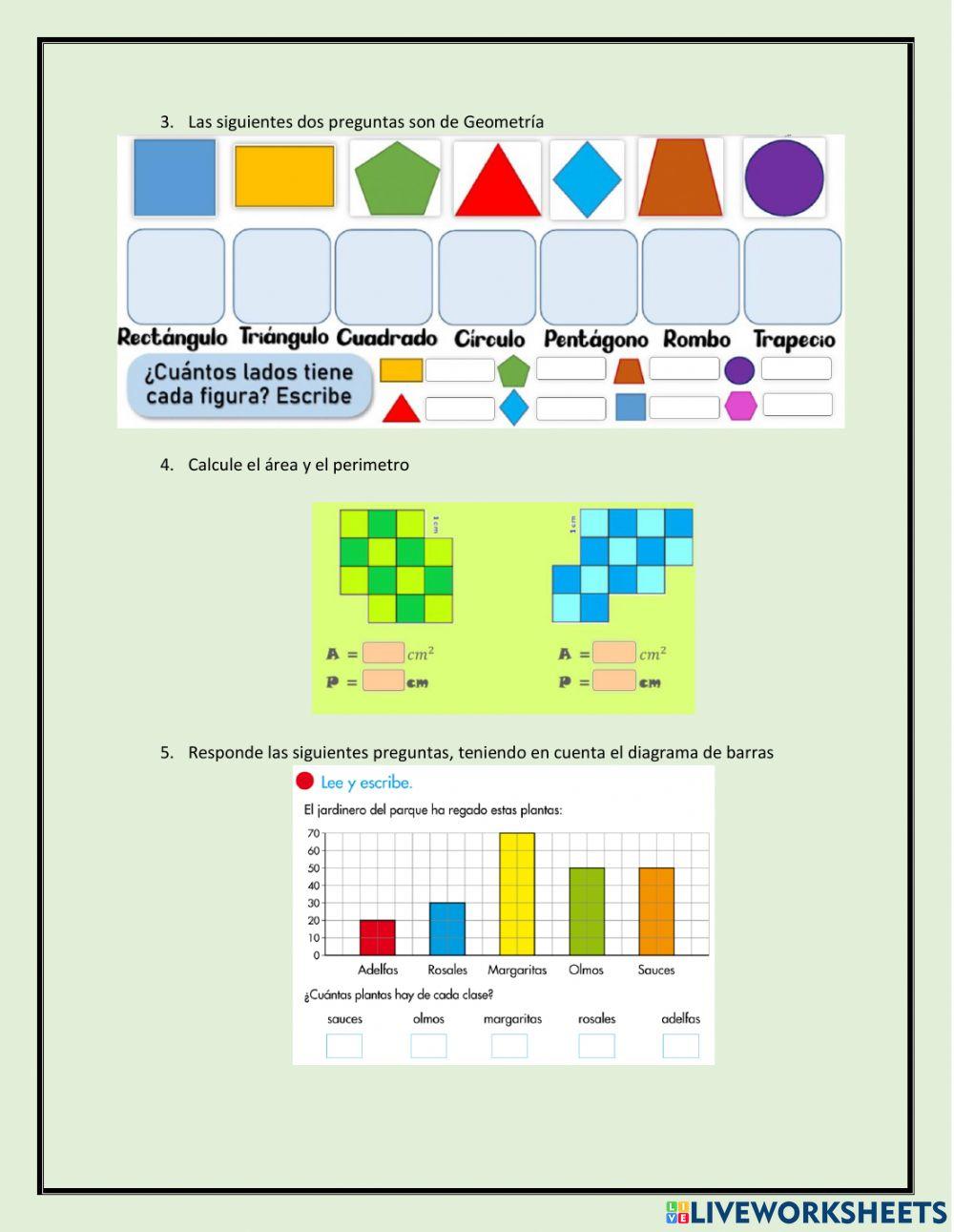 Prueba de Admisión 3° Matemáticas
