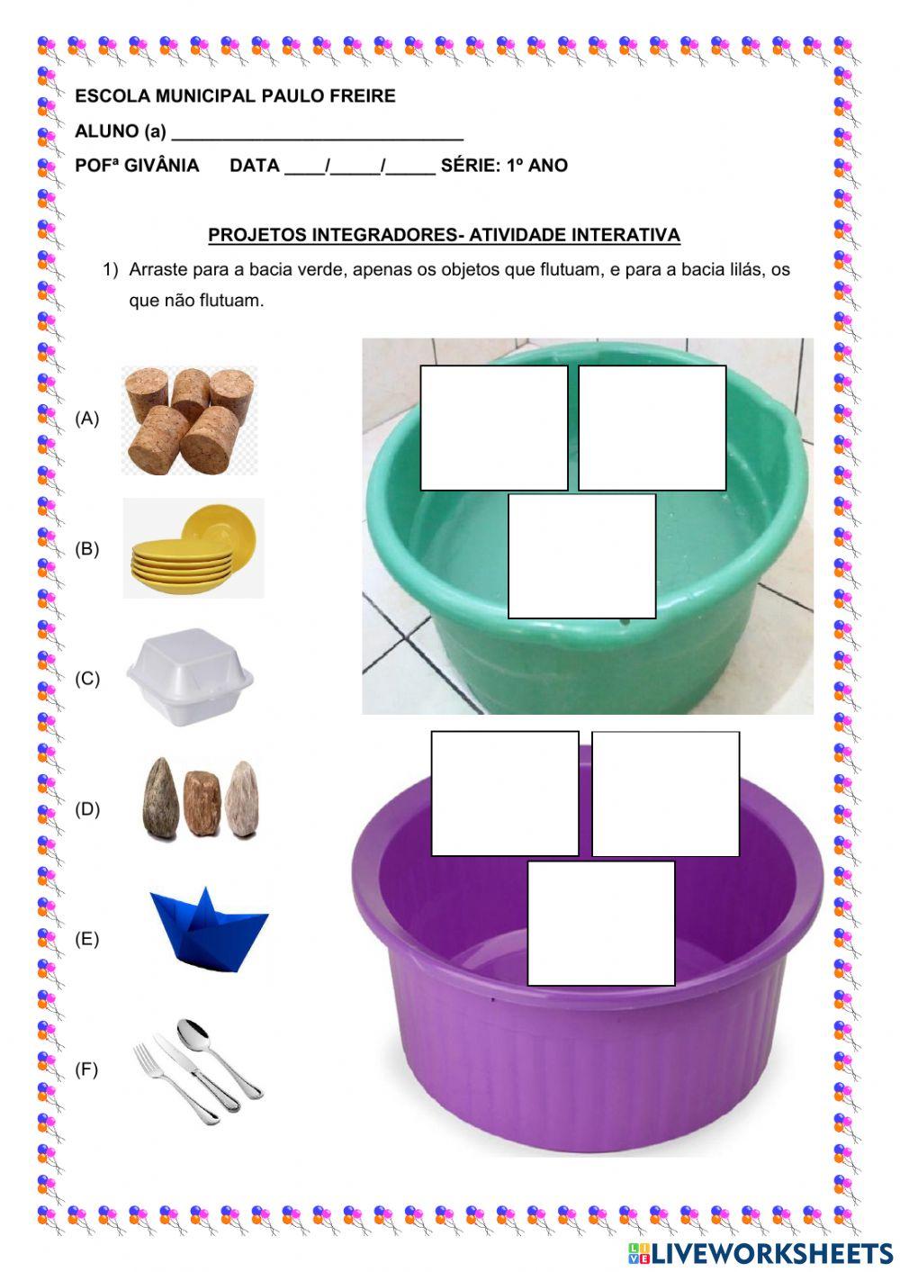 Atividade interativa de arte Flutua ou nao?