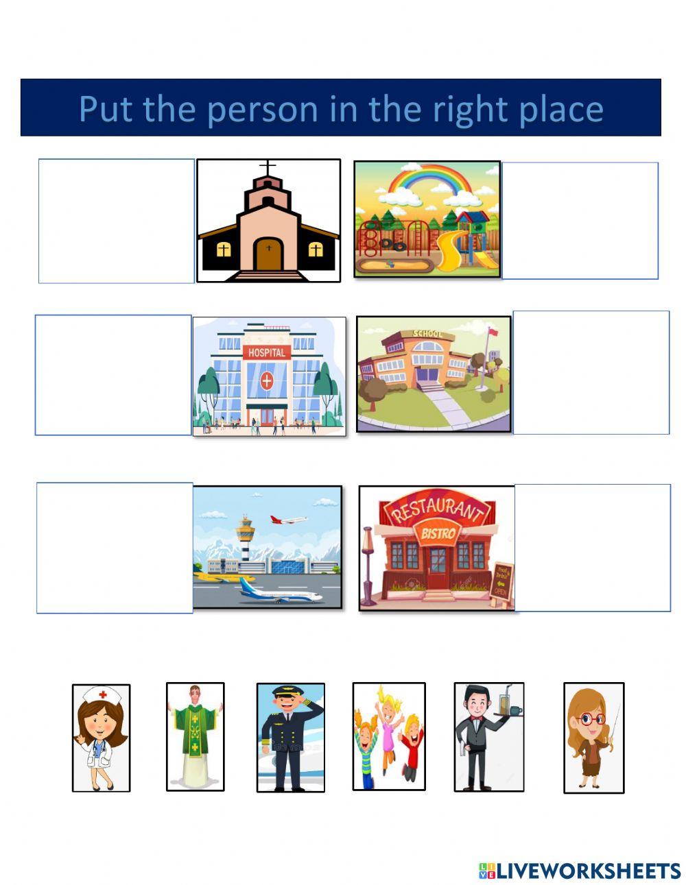 Drag the people in the correct place