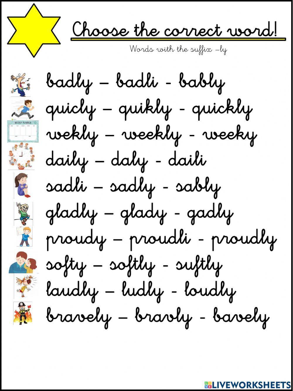 Words with the suffix -ly