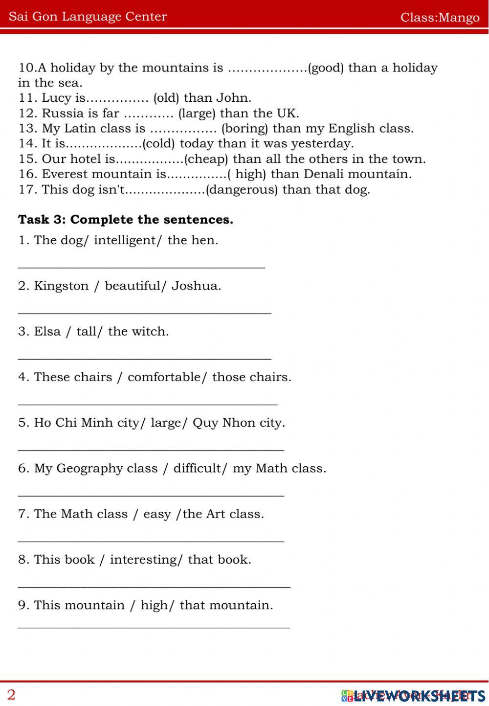 Worksheet Mango