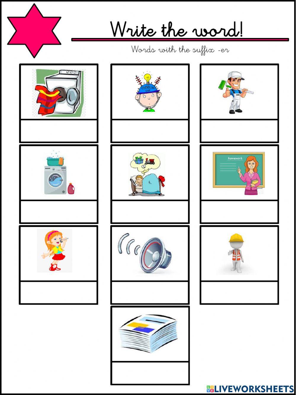 Words with the suffix -er