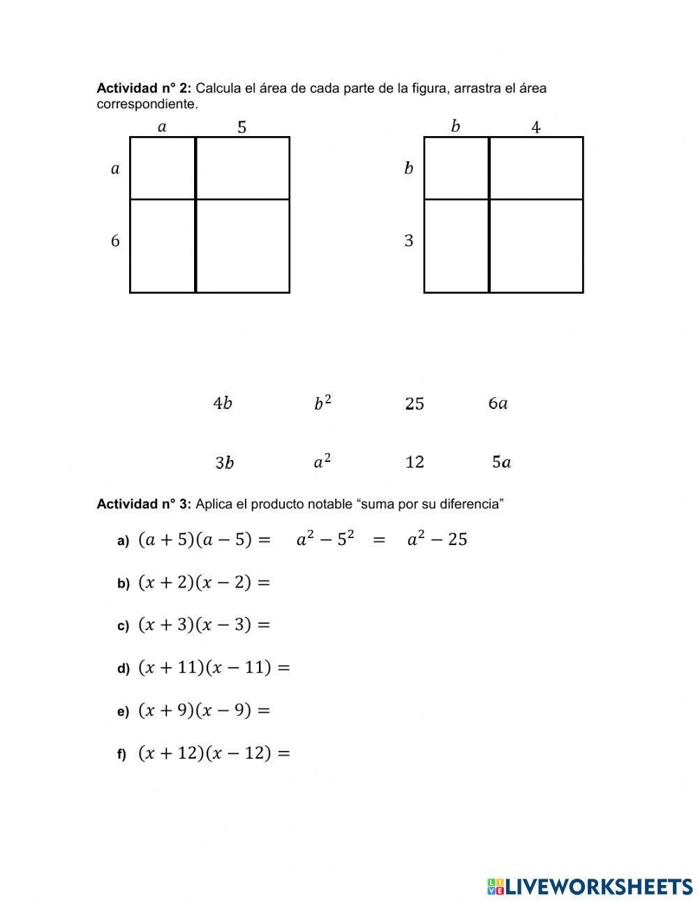 Multiplicación de expresiones algebraicas