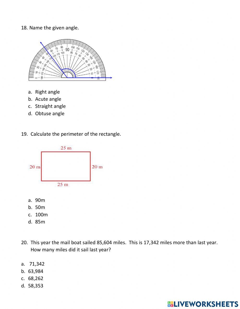 Grade 5 Mathematics Pretest