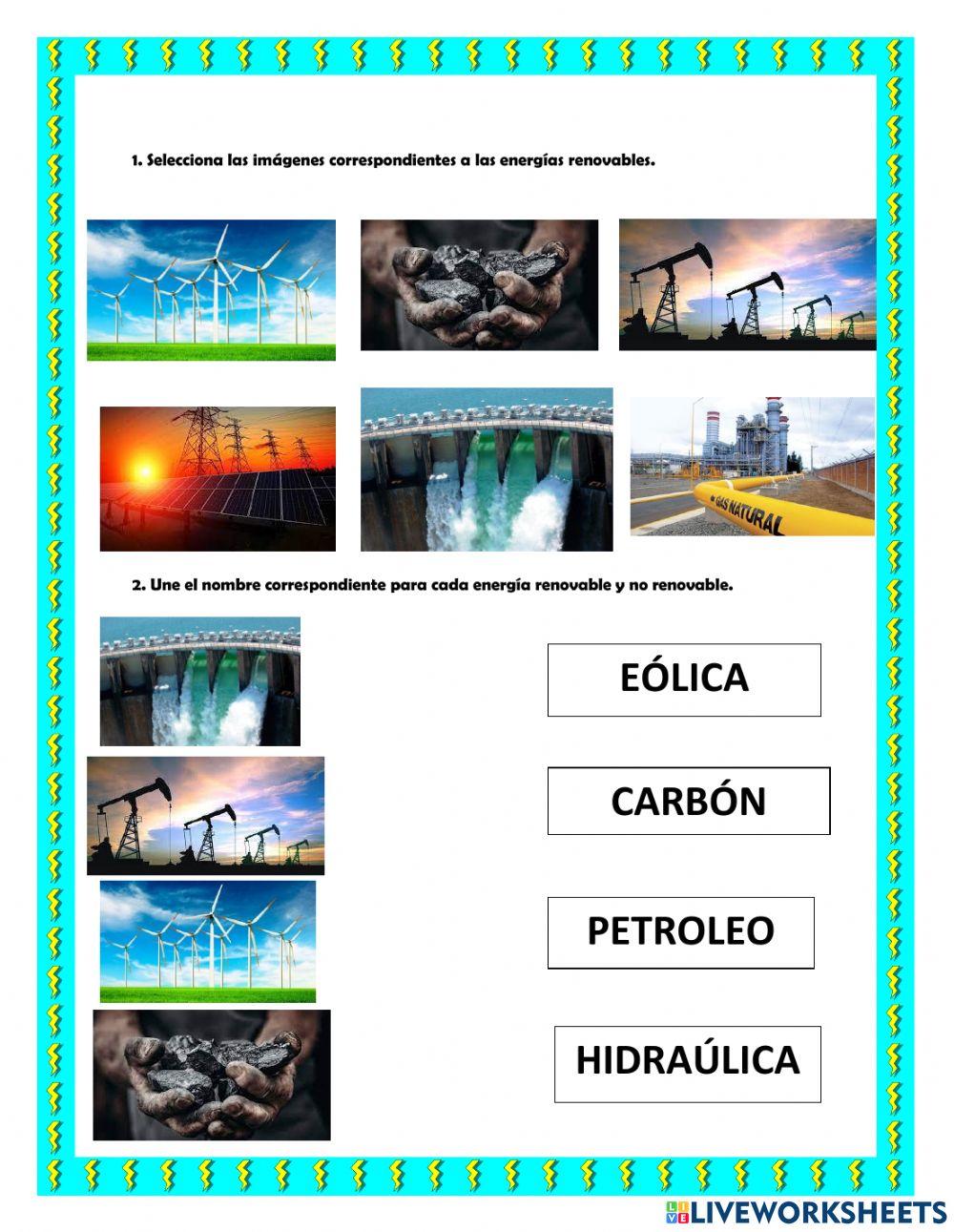 Ficha de las Energías Renovables y no Renovables:)