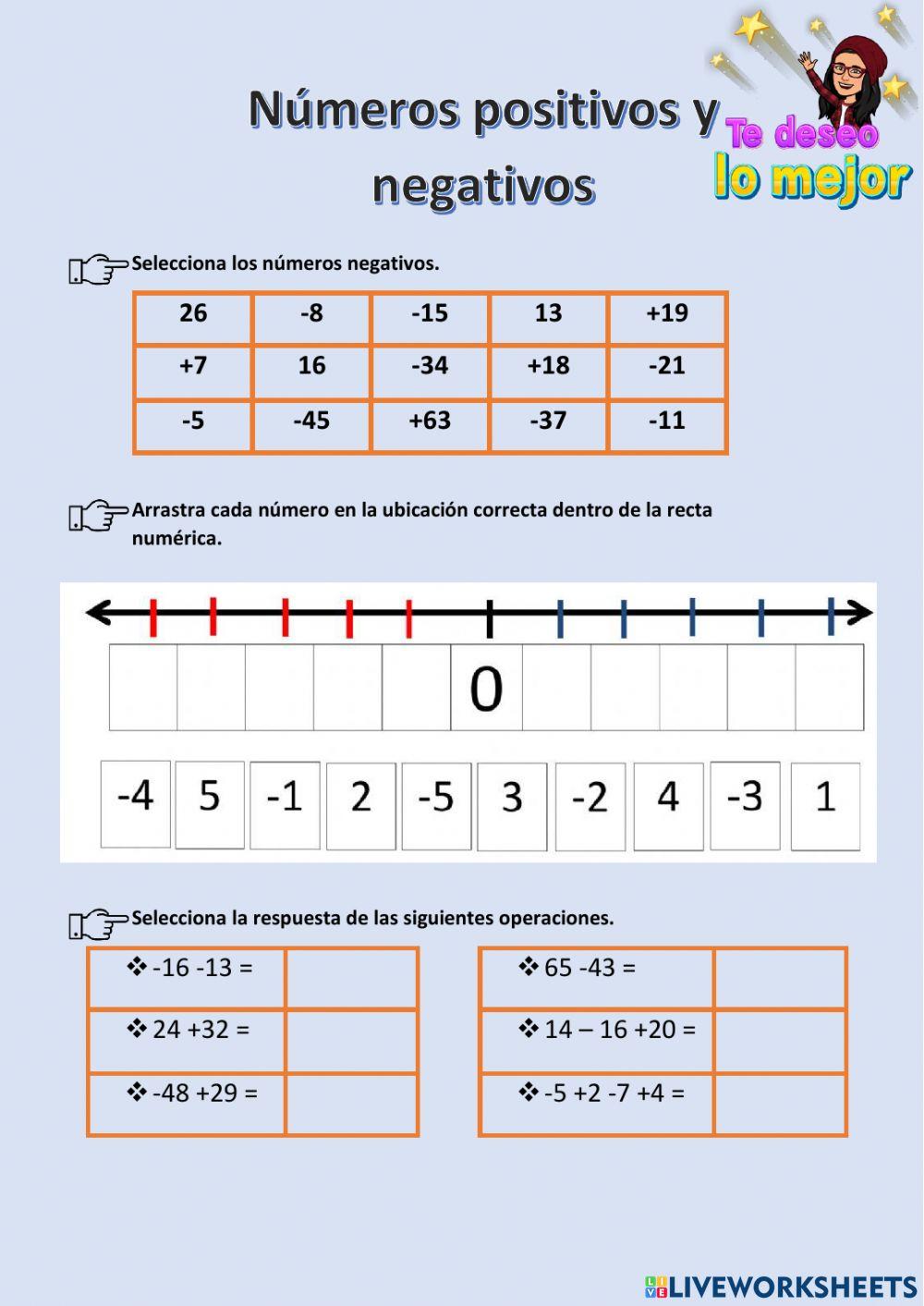 Números positivos y negativo
