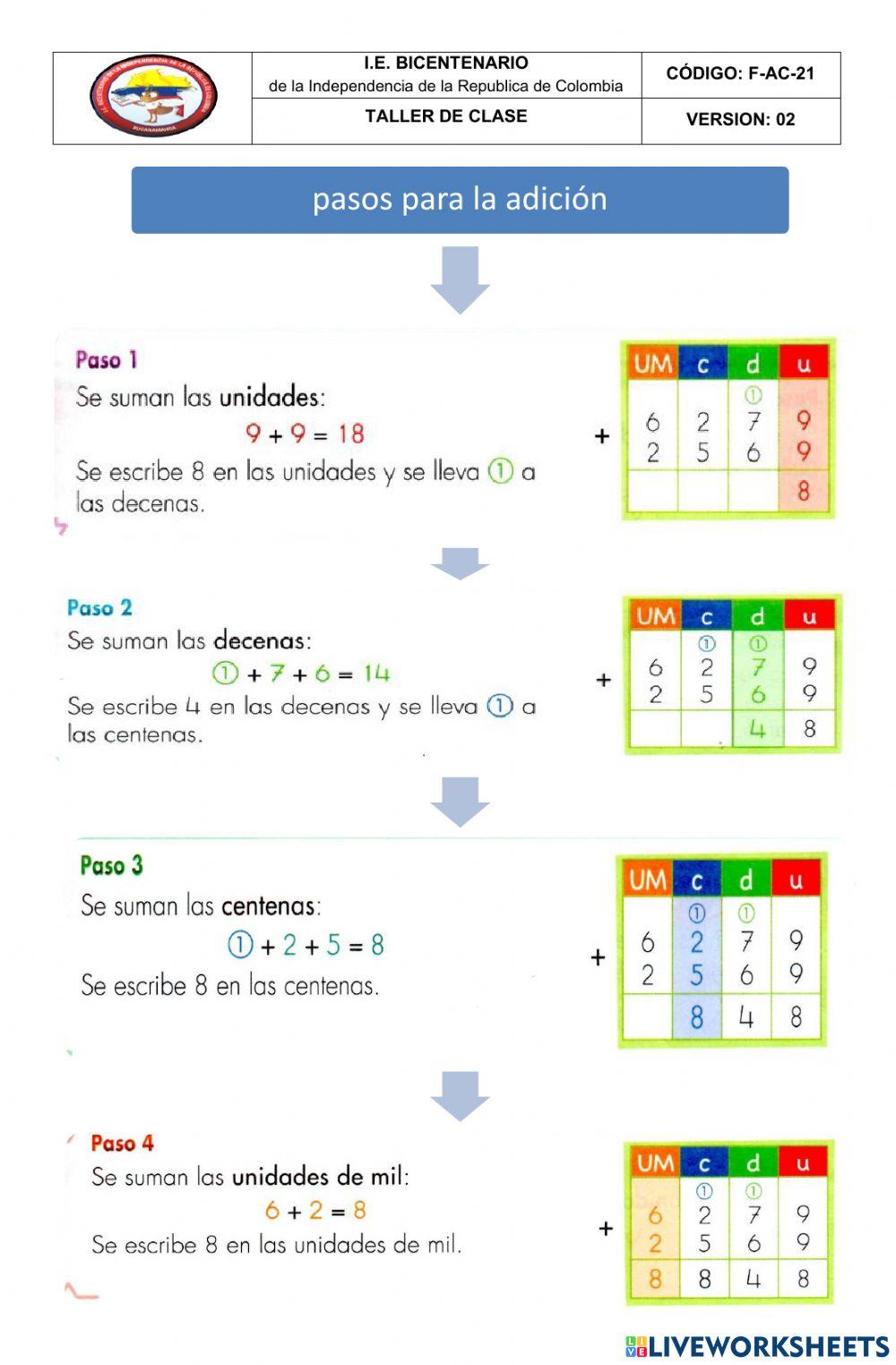 Operación con números naturales