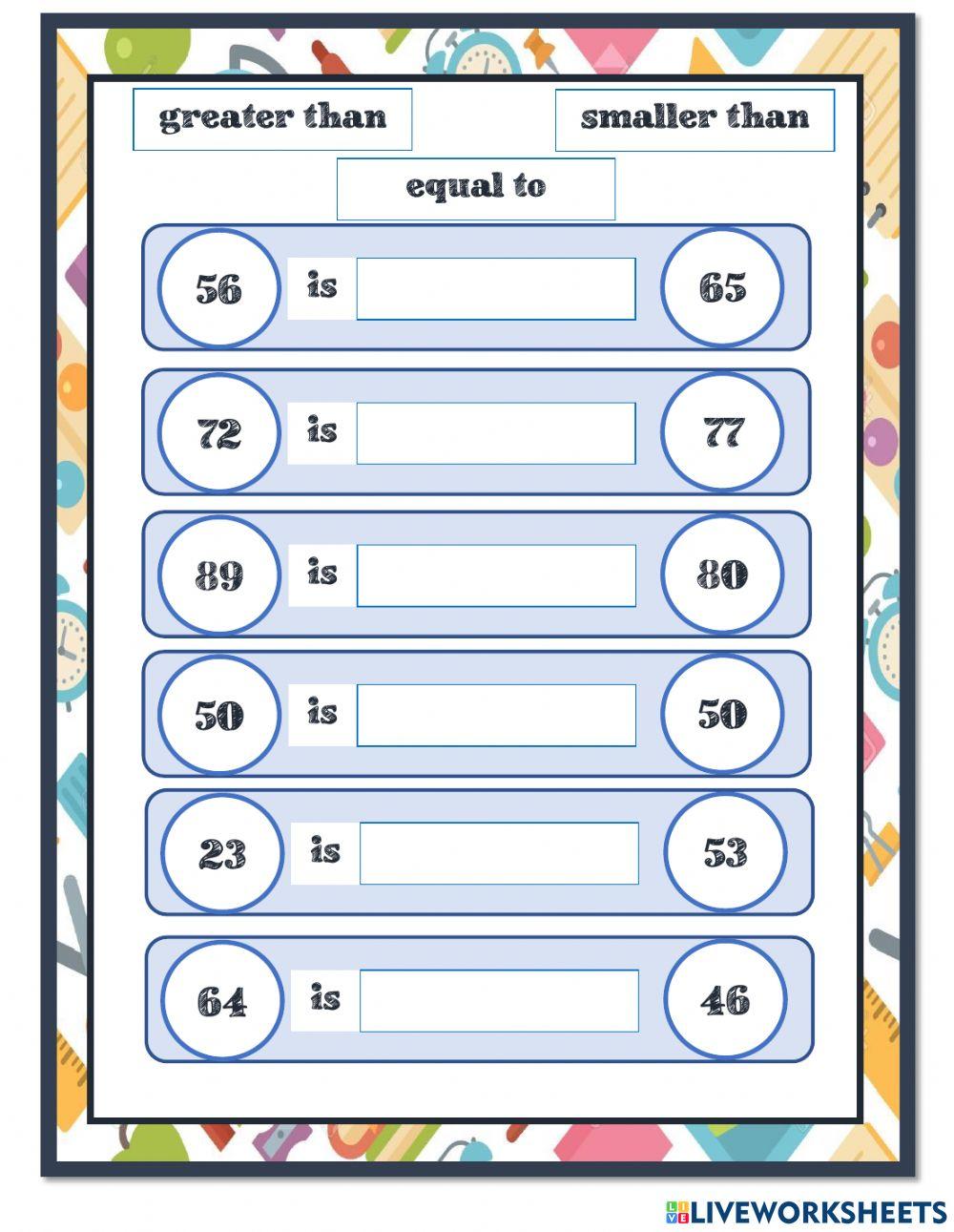 Greater than smaller than