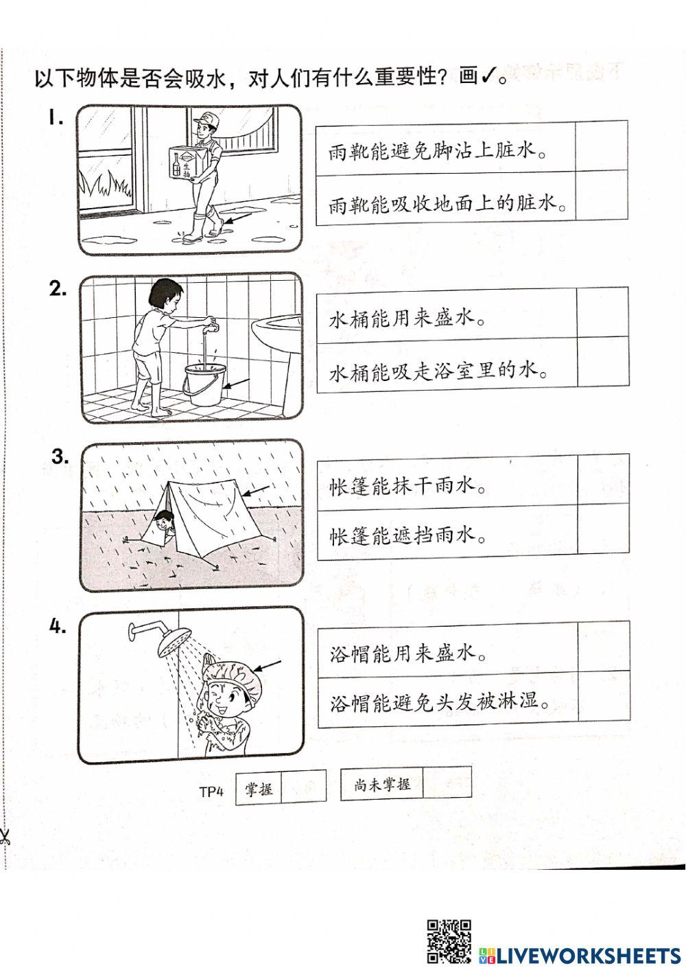 1年级科学吸水能力