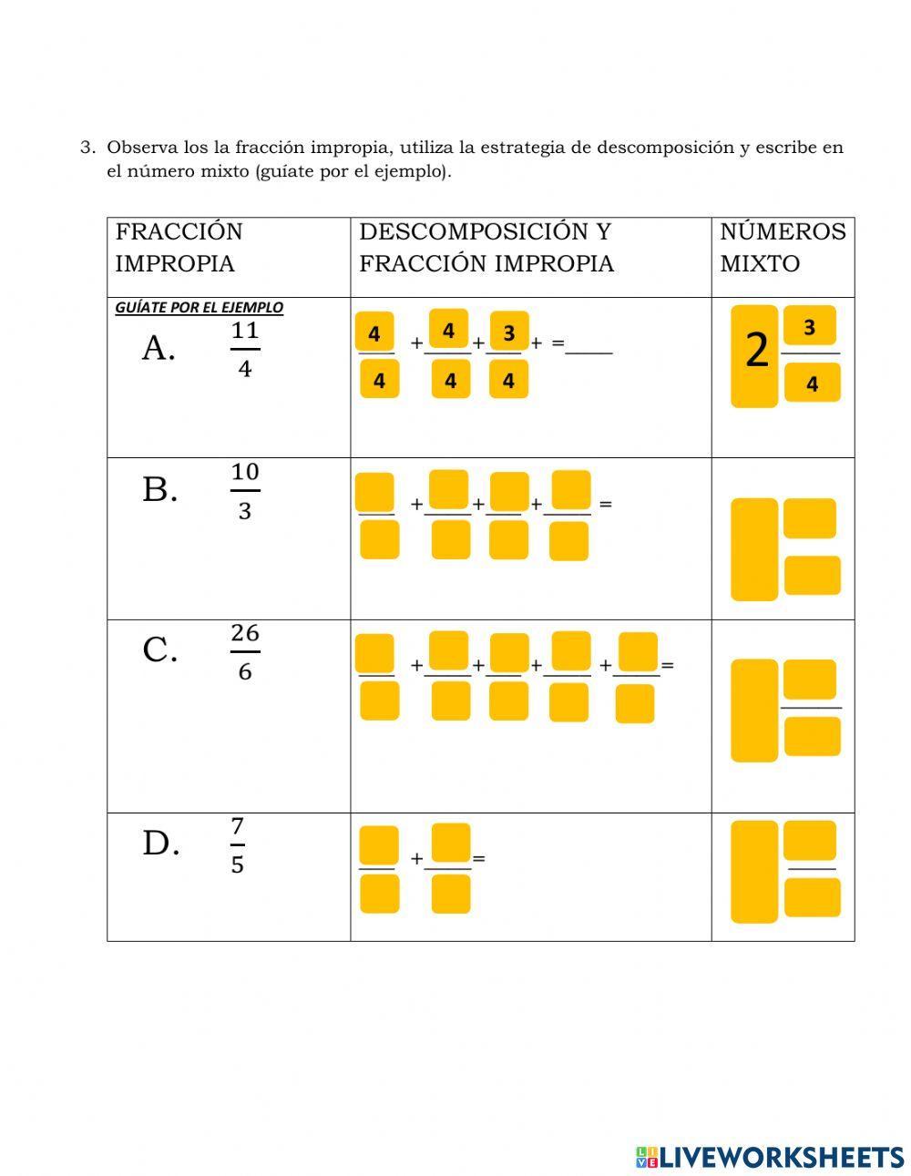 Conversión de fracción impropia a número mixto