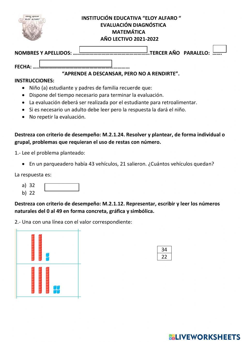 Diagnóstico matemática