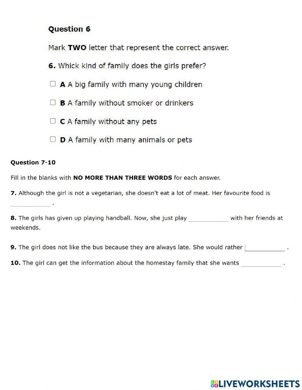 Section 1 LISTENING TEST