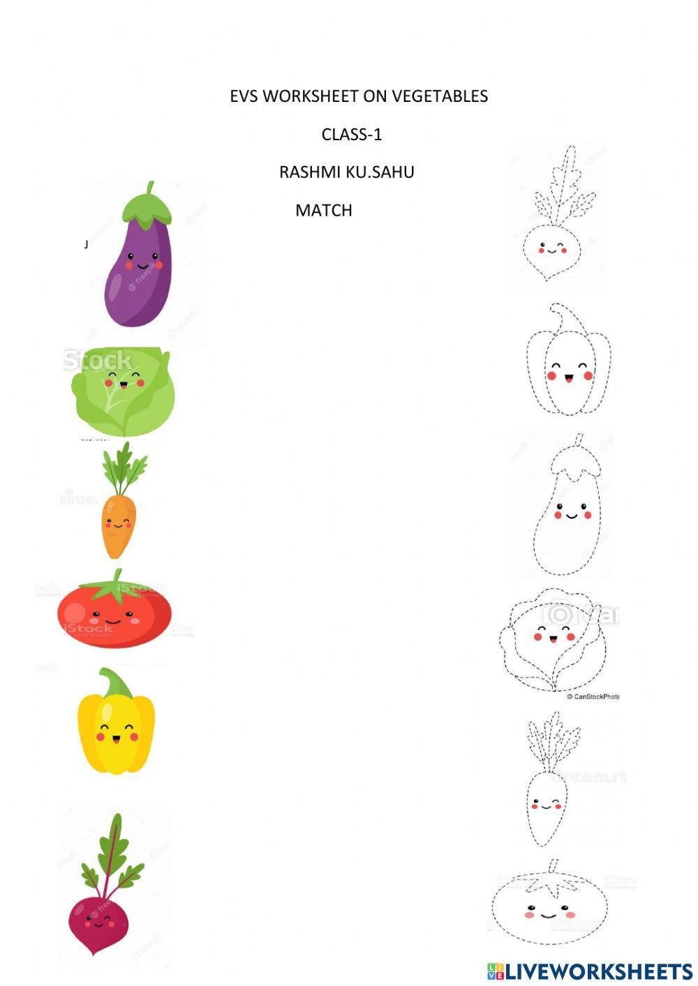 Worksheet on vegetables